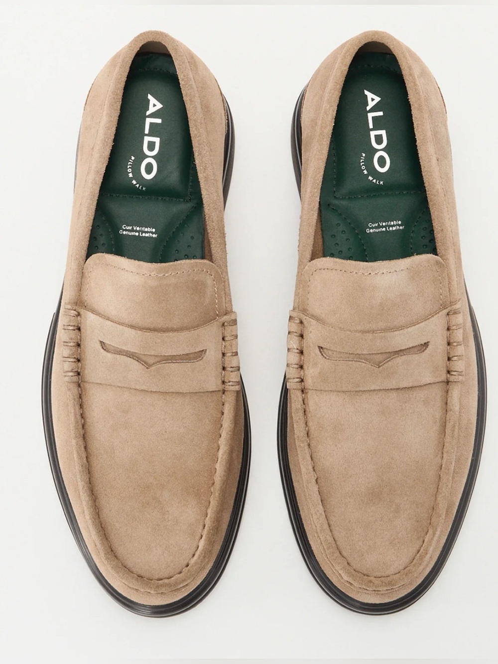 ALDO Beige Suede Penny Loafers for Men